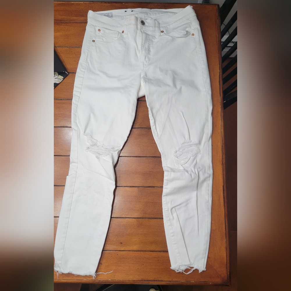 Gap Skinny Mid Rise White Denim Jean